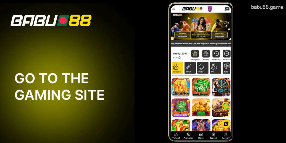 Go to the gaming site